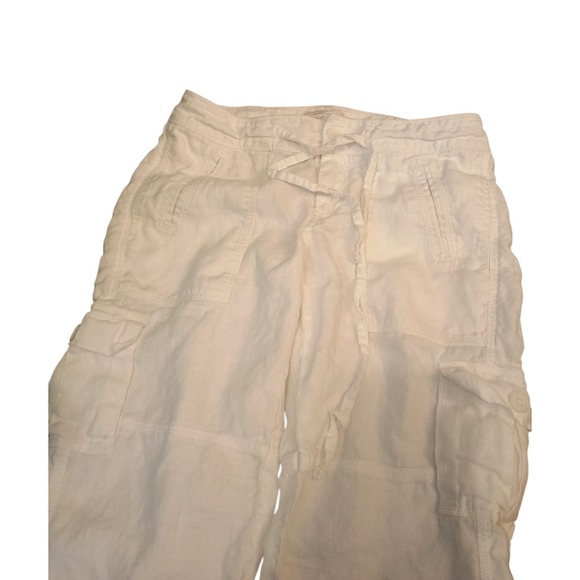 Tommy Bahama Relax Women's Linen Beachy Cargo Drawstring White Capris Size 2 - Picture 6 of 10